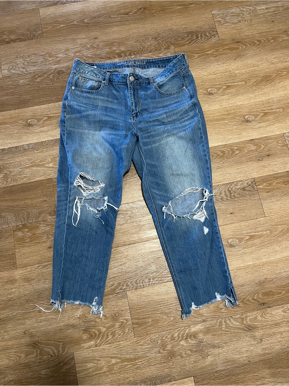 American Eagle Outfitters Distressed Blue High-Rise Jeans